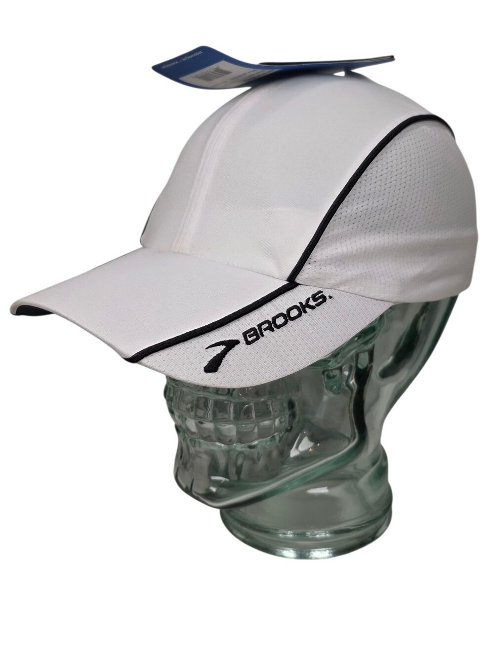 NEW Brooks Cap White Running Cycling Hat Adjustable Run Happy Black Embroidery